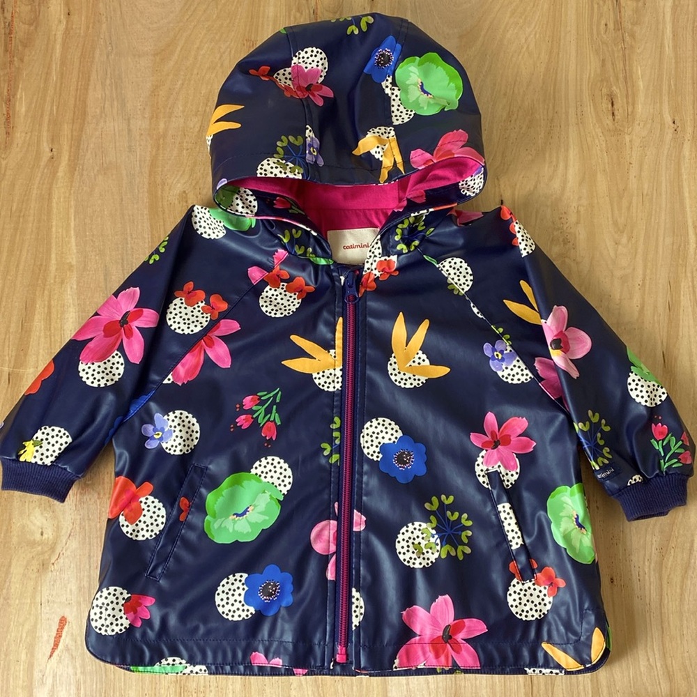 Catimini Alessio Floral Print Raincoat / Jacket.  Size 18 Months